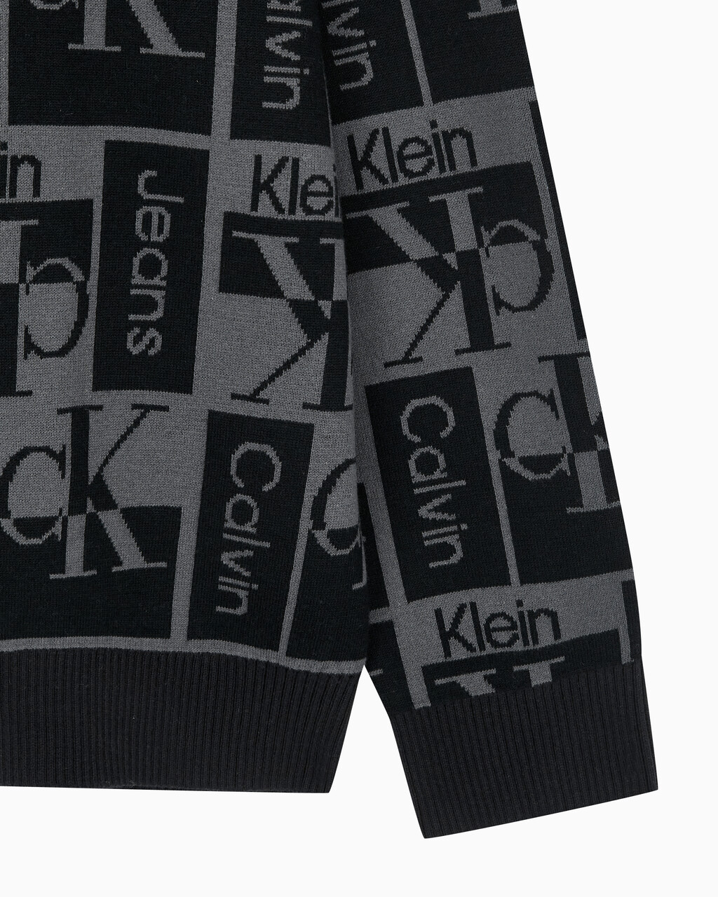 Buy 남성 릴렉스 핏 AOP 로고 스웨터 in color CK BLACK