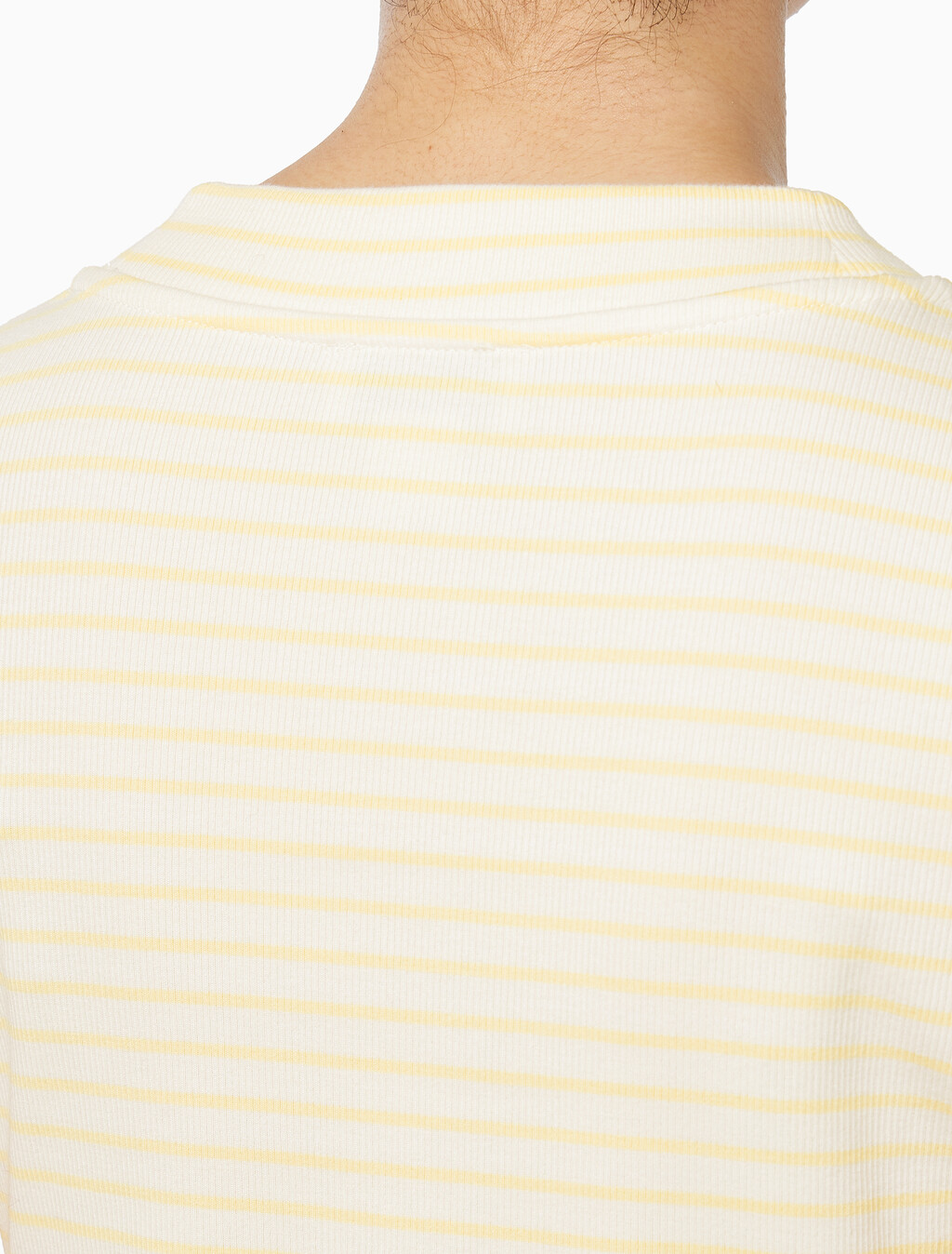 Buy 여성 스트라이프 모노로고 베이비립 티 in color Yellow