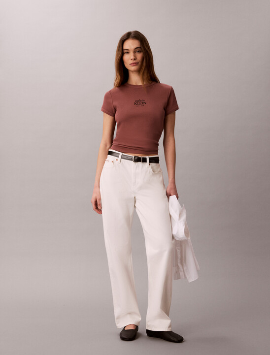 여성 베이비 립 로고 티