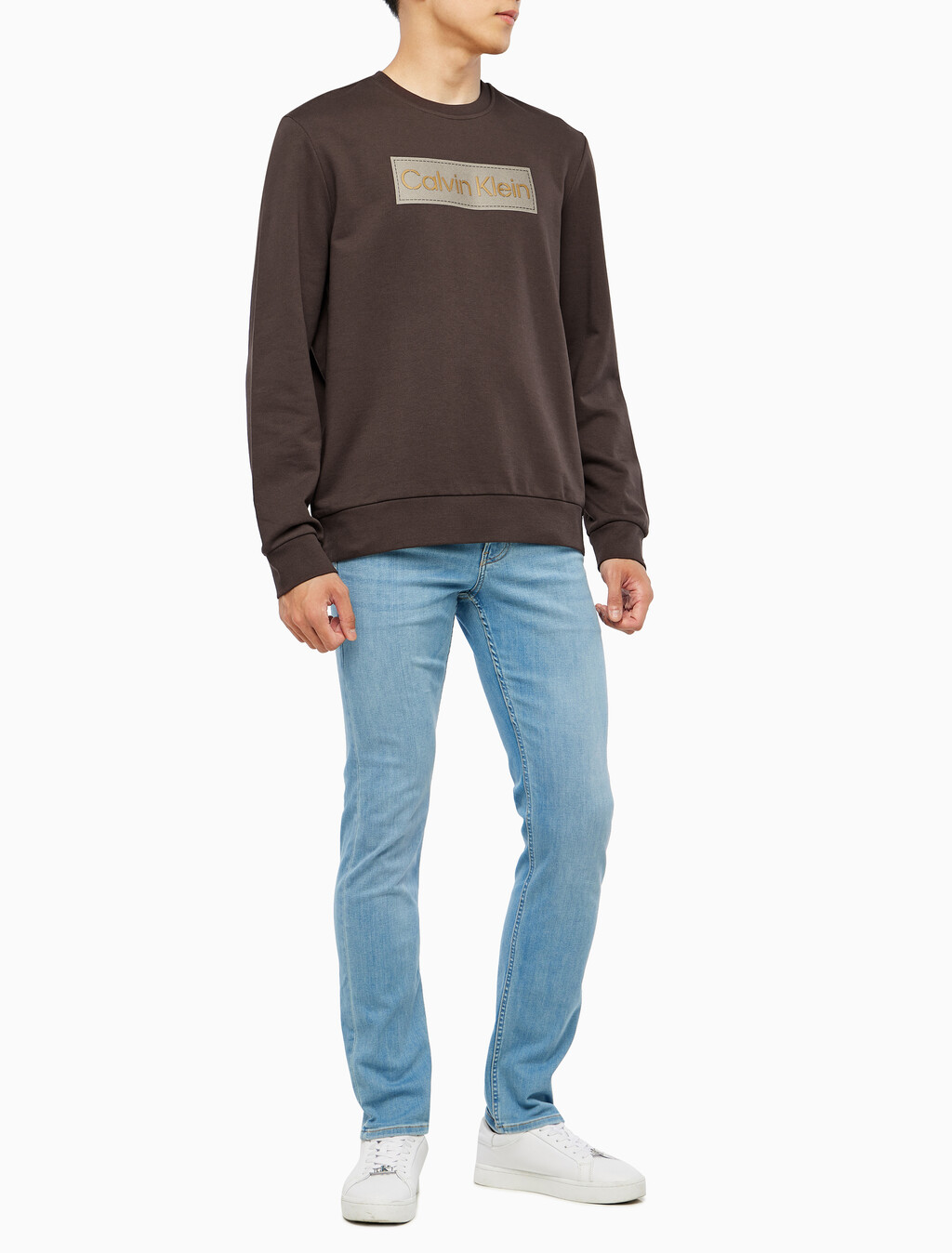 Buy 남성 롱슬리브 스텐실로고 테리 크루넥 스웻셔츠 in color DARK GREY