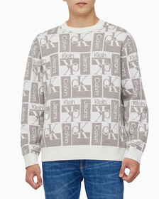 Buy 남성 릴렉스 핏 AOP 로고 스웨터 in color WHITE