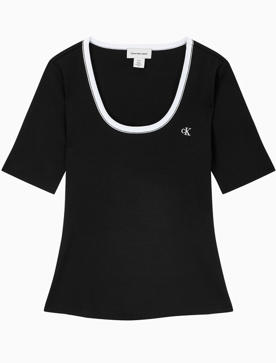 여성 베이비립 스쿱 컷아웃 탑