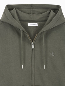 Buy 남성 아카이브 로고 플리스 후드 집업 in color CHARCOAL