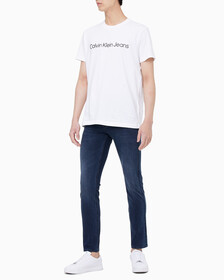 Buy 남성 레귤러핏 인스티튜셔널 로고 스트레치 반팔 티셔츠 in color BRIGHT WHITE