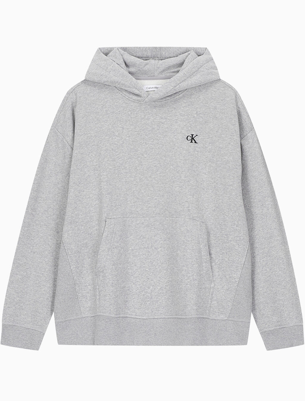Buy 남성 아카이브 릴렉스핏 CK 스몰 로고 기모 후디 in color GREY HEATHER