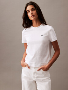 Buy 여성 릴렉스핏 아카이브 로고 크루넥 반팔 티셔츠 in color BRILLIANT WHITE