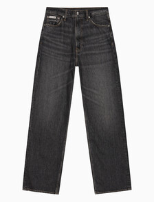 Buy 남성 배기핏 블랙 스모크 데님 in color WASHED BLACK