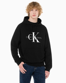 Buy 남성 롱슬리브 릴렉스핏 모노그램로고 후디 in color CK BLACK