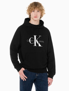 Buy 남성 롱슬리브 릴렉스핏 모노그램로고 후디 in color CK BLACK