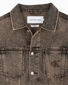 Buy 남성 박시 데님 자켓 in color MID BLUE BACK EMBRO