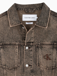 Buy 남성 박시 데님 자켓 in color MID BLUE BACK EMBRO