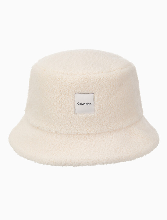 남녀공용  우븐 패치 로고 부클 버킷햇