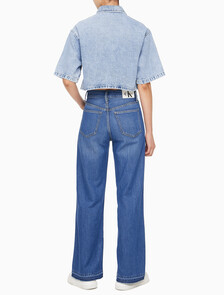 Buy 여성 반팔 데님 셔츠 in color CHALKY BLUE