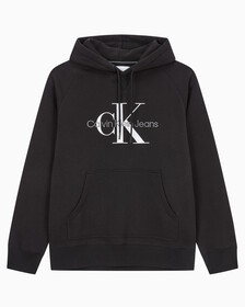 Buy 남성 롱슬리브 릴렉스핏 모노그램 기모후디 in color CK BLACK
