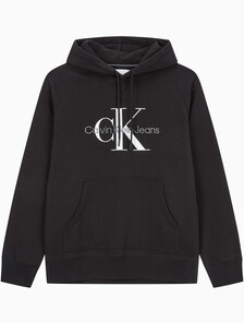 Buy 남성 롱슬리브 릴렉스핏 모노그램 기모후디 in color CK BLACK
