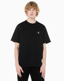 Buy 남성 레귤러핏 테리코튼 그래픽 반팔 스웨트셔츠 in color CK BLACK