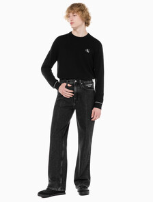 Buy 남성 뉴와이드핏 블랙 데님 in color WASHED BLACK LOGO LACE