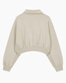 Buy 여성 하프집 엠보스 폴로넥 스웻 in color BEIGE