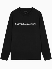 Buy 남성 릴렉스핏 인스티튜셔널 로고 긴팔 티셔츠 in color CK BLACK