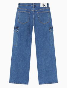 Buy 남성 90's 루즈핏 카고 데님 in color MID BLUE BACK EMBRO