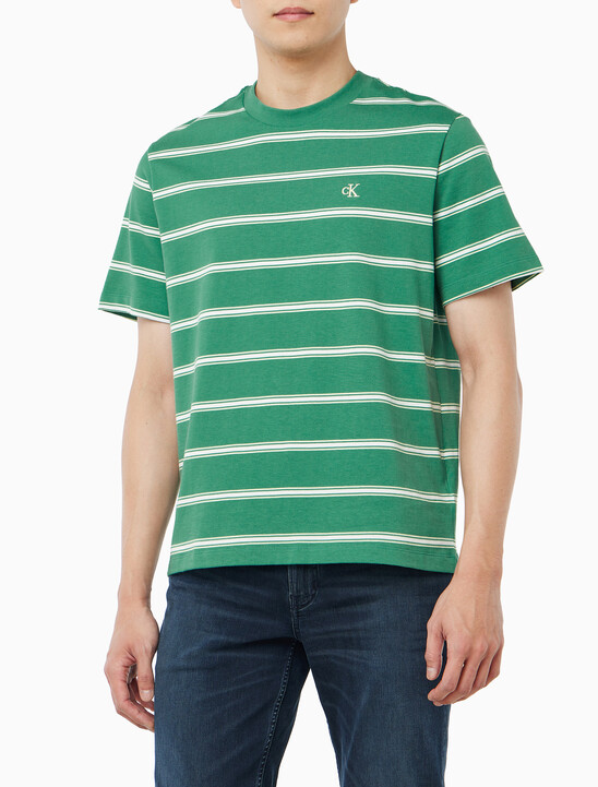 이지 스트라이프 크루넥 티