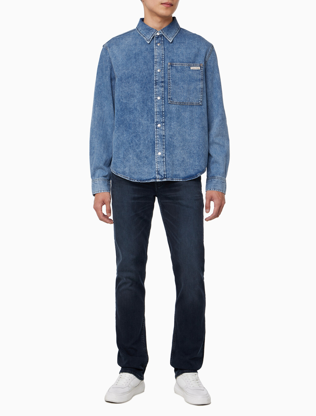 Buy 남성 레귤러핏 미드블루 데님 셔츠 in color CHALKY BLUE