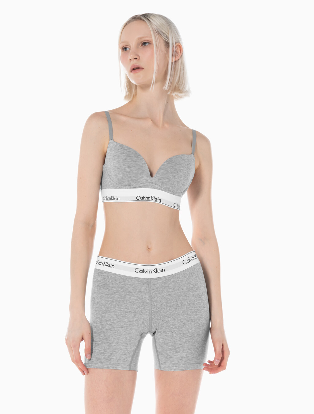 Buy 여성 모던코튼 AF 푸쉬업 브라 in color GREY HEATHER