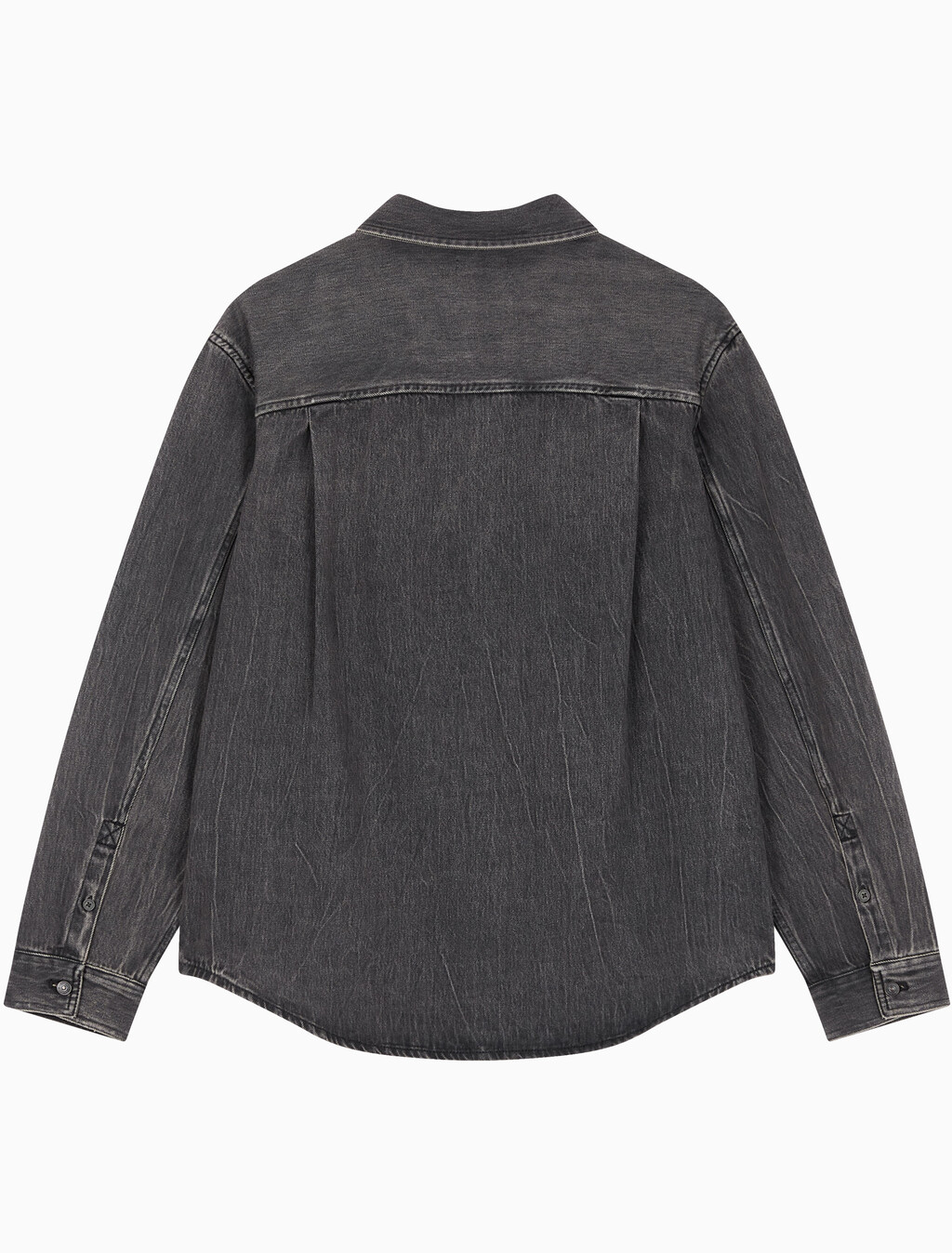 Buy 남성 오버핏 블랙 워시 데님 셔츠 in color BLACK FOG