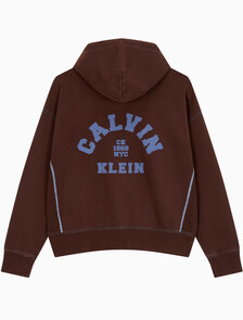 Buy 남성 워시드 프리미엄 빈티지 로고 후드집업 in color Rich Brown