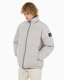 Buy 남성 레귤러핏 스탠드 카라 숏 다운 푸퍼 재킷 in color GREY
