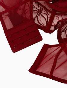 Buy 여성 CK 블랙 플로럴 레이스 AF 발코넷 in color Dark Red