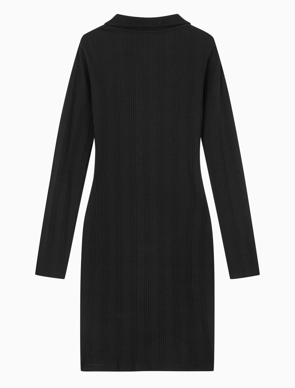 Buy 여성 모노그램 로고 뱃지 폴로 카라 립 원피스 in color CK BLACK