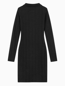 Buy 여성 모노그램 로고 뱃지 폴로 카라 립 원피스 in color CK BLACK