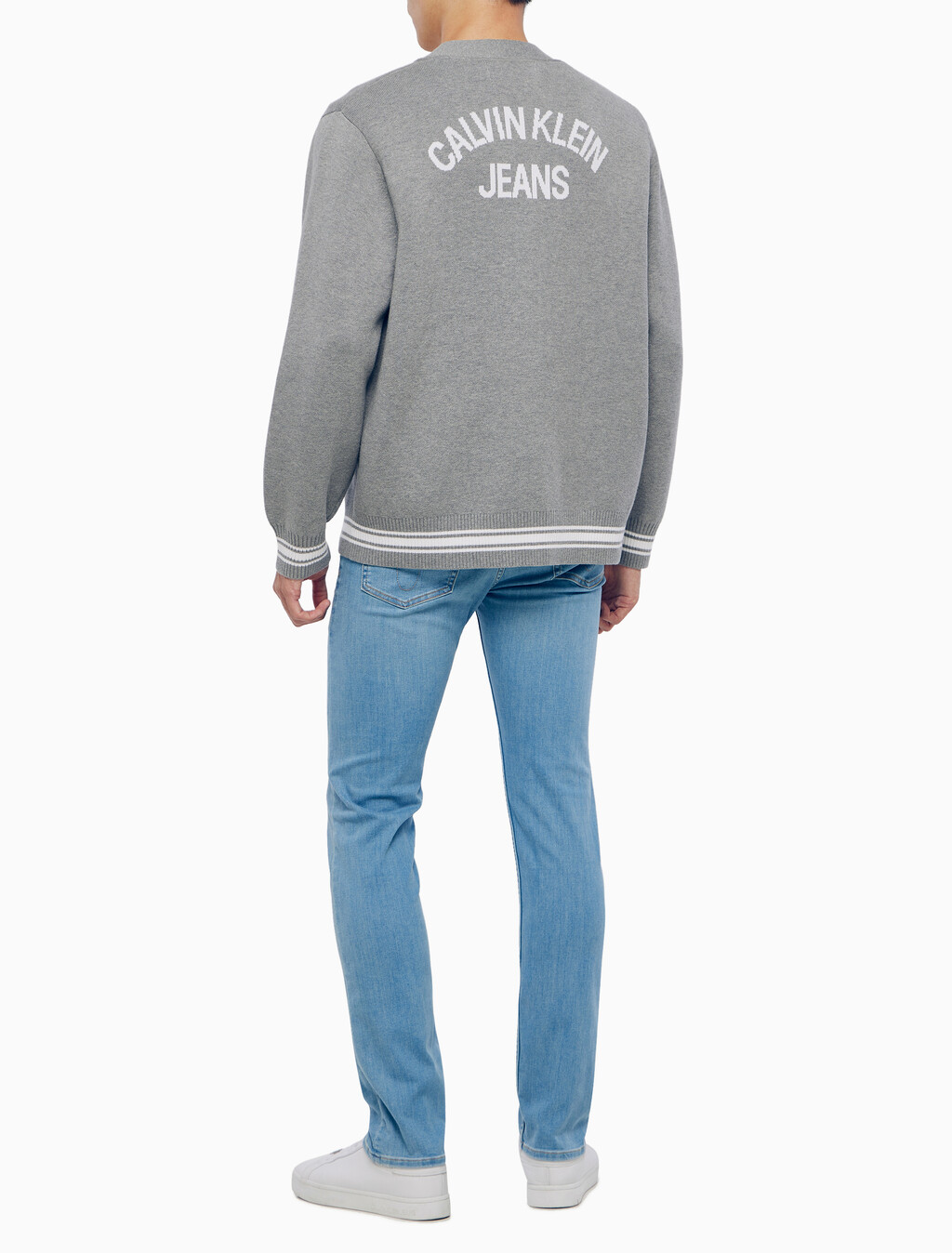 Buy 남성 바시티 가디건 스웨터 in color MID GREY HEATHER
