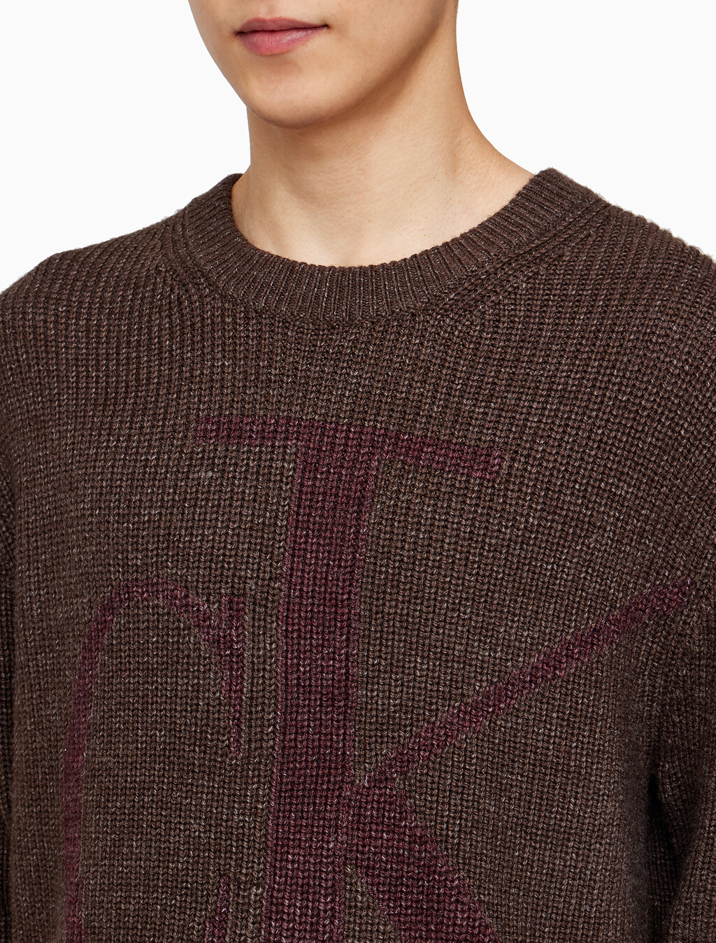 Buy 남성 긴팔 울 블렌드 로고 스웨터 in color DARK GREY