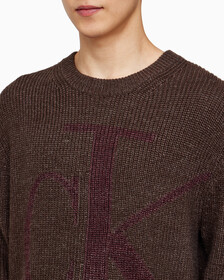 Buy 남성 긴팔 울 블렌드 로고 스웨터 in color DARK GREY
