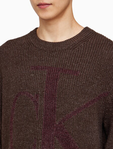 Buy 남성 긴팔 울 블렌드 로고 스웨터 in color DARK GREY
