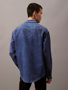 Buy 남성 롱슬리브 프린티드 데님 셔츠 in color STONEWASHED DENIM PRINT
