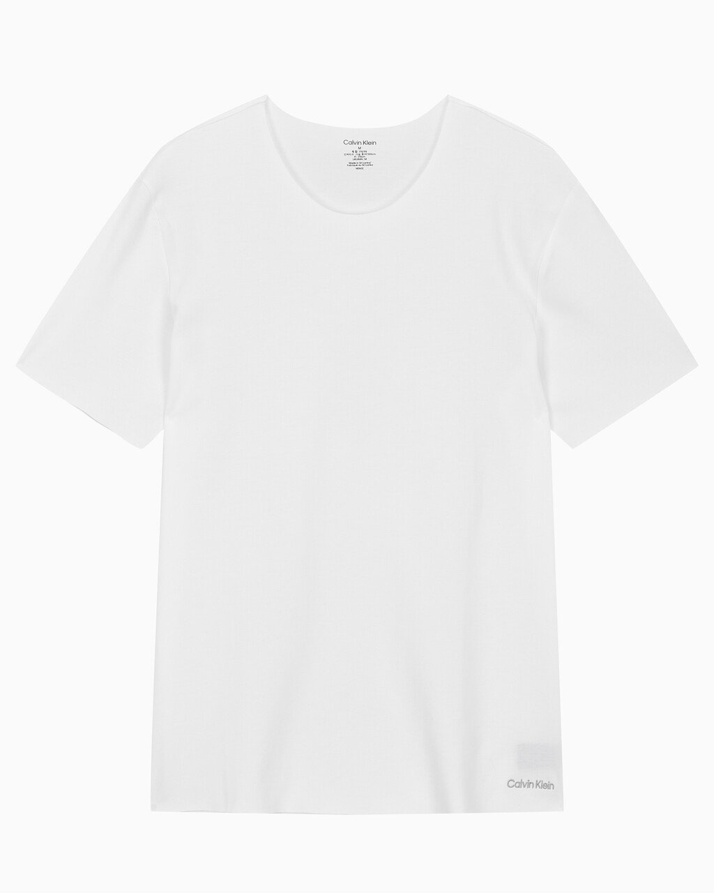 Buy 남성 CK 블랙 코튼 숏 슬리브 크루넥 탑 in color WHITE