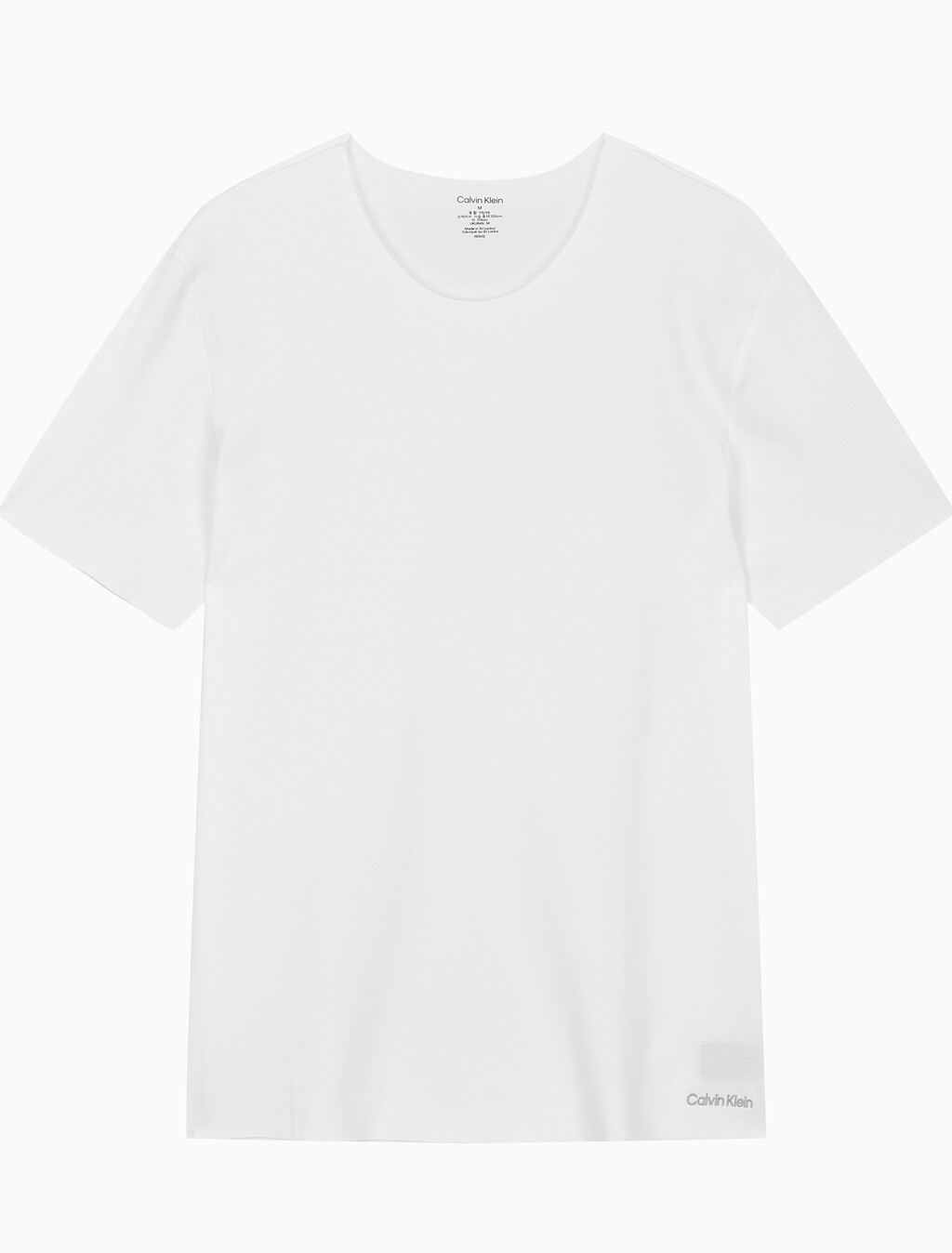 Buy 남성 CK 블랙 코튼 숏 슬리브 크루넥 탑 in color WHITE