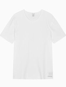 Buy 남성 CK 블랙 코튼 숏 슬리브 크루넥 탑 in color WHITE
