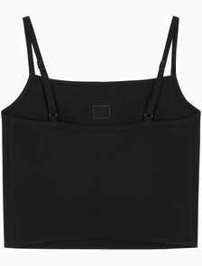 Buy 여성 우븐라벨 립 탑 in color BLACK