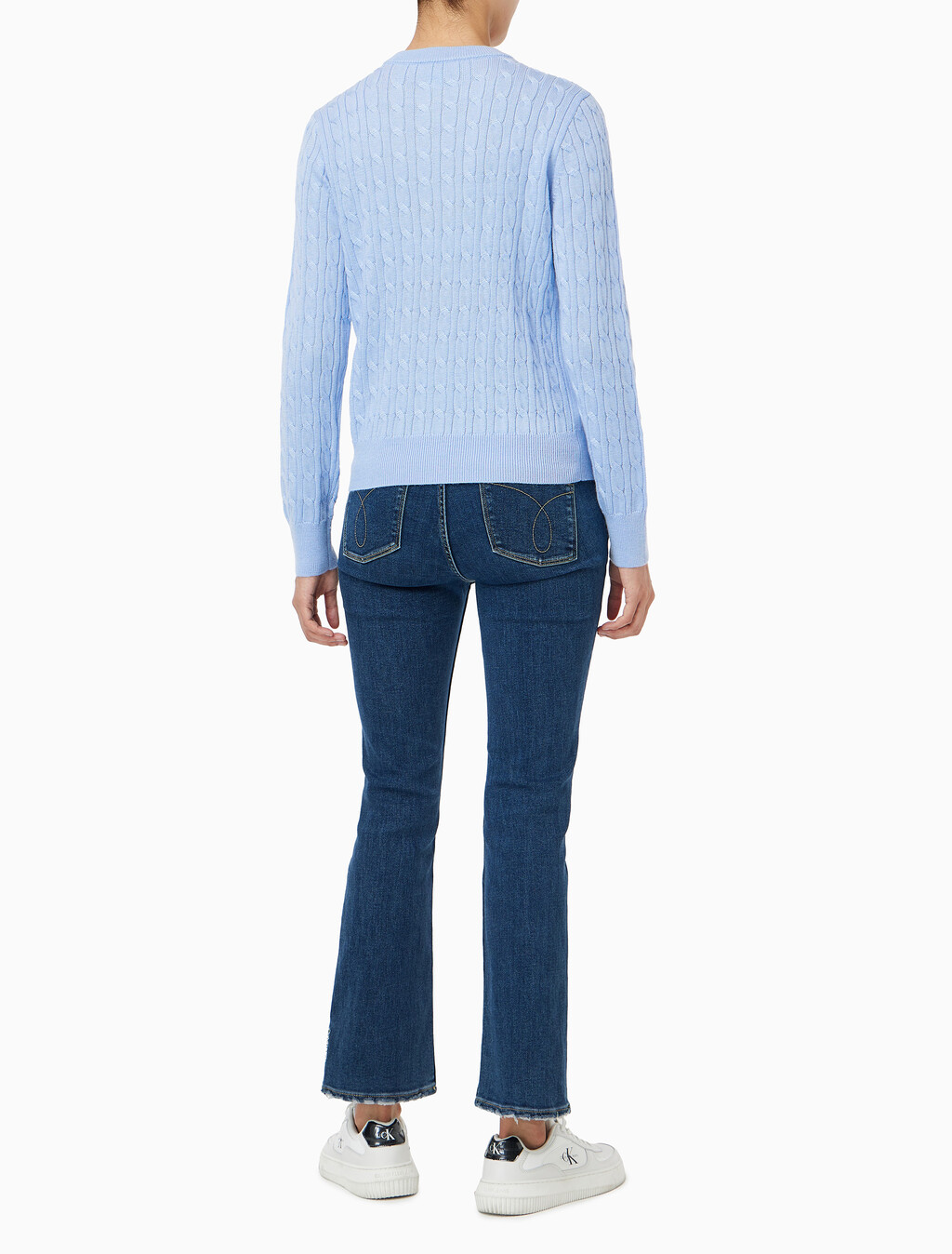 Buy 여성 울 케이블 크루넥 가디건 in color Light blue