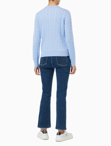 Buy 여성 울 케이블 크루넥 가디건 in color Light blue