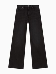 Buy 여성 와이드핏 하이라이즈 블랙 데님 in color WASHED BLACK LOGO LACE