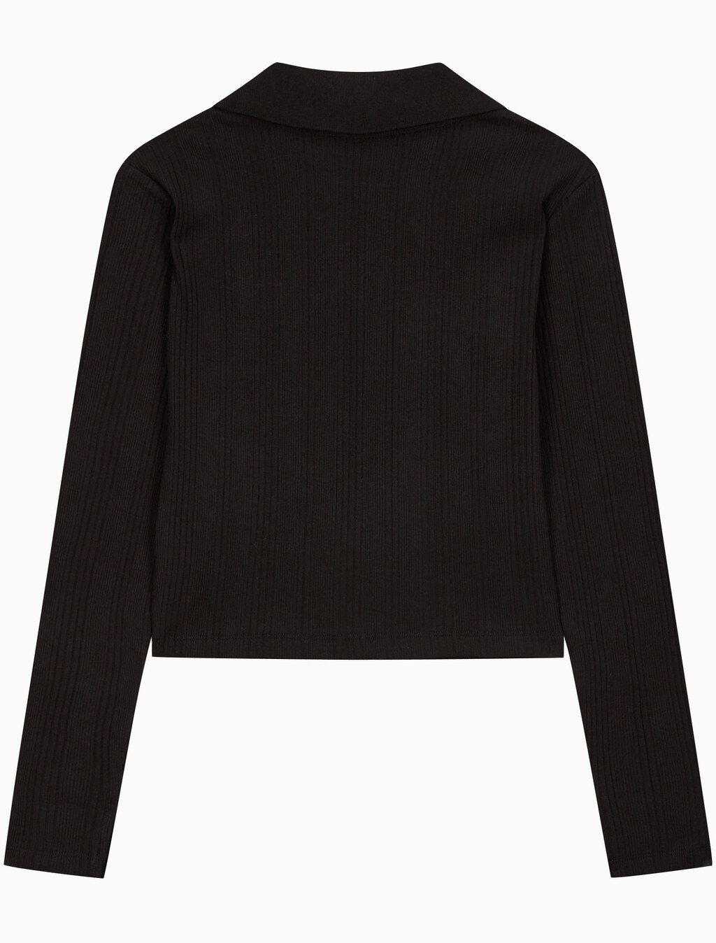 Buy 여성 립 슬림 폴로 롱슬리브 탑 in color CK BLACK