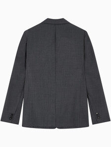 Buy 유니섹스 롱슬리브 울 블렌드 슬림 블레이저 in color CHARCOAL