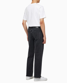 Buy 남성 뉴 와이드핏 블랙 데님 in color WASHED BLACK LOGO LACE
