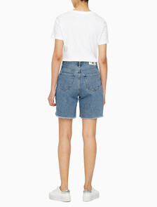 Buy 여성 맘핏 미드블루 데님 쇼츠 in color MID BLUE BACK EMBRO