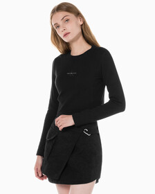 Buy 여성 롱슬리브 모노그램 베이비 티 in color CK BLACK